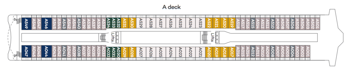 Saga Ocean Cruises Spirit of Adventure Deck Plan A Deck.png